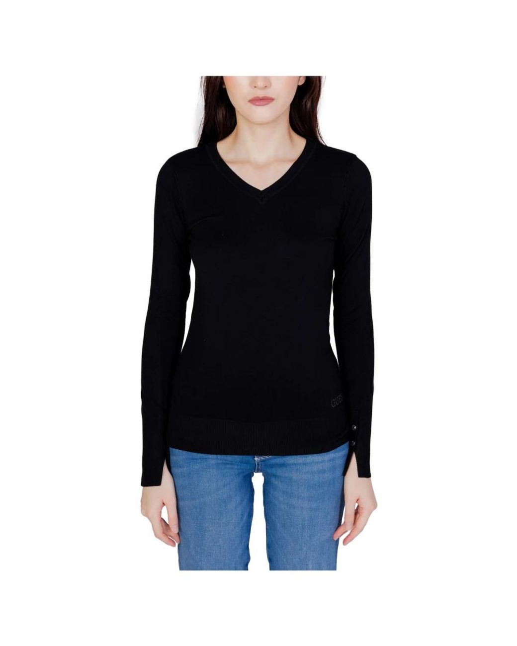 V-Neck Knitwear Guess en coloris Black