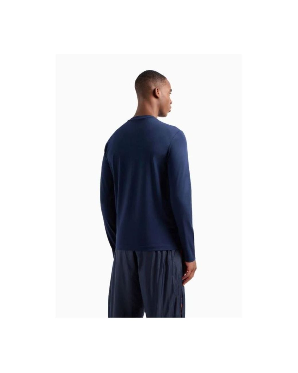 EA7 Blue Long Sleeve T-Shirts for men