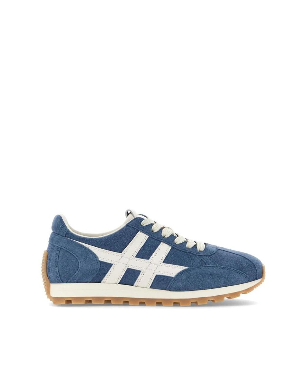 Hogan Blue Soft Suede Sneakers With Contrasting Stripes