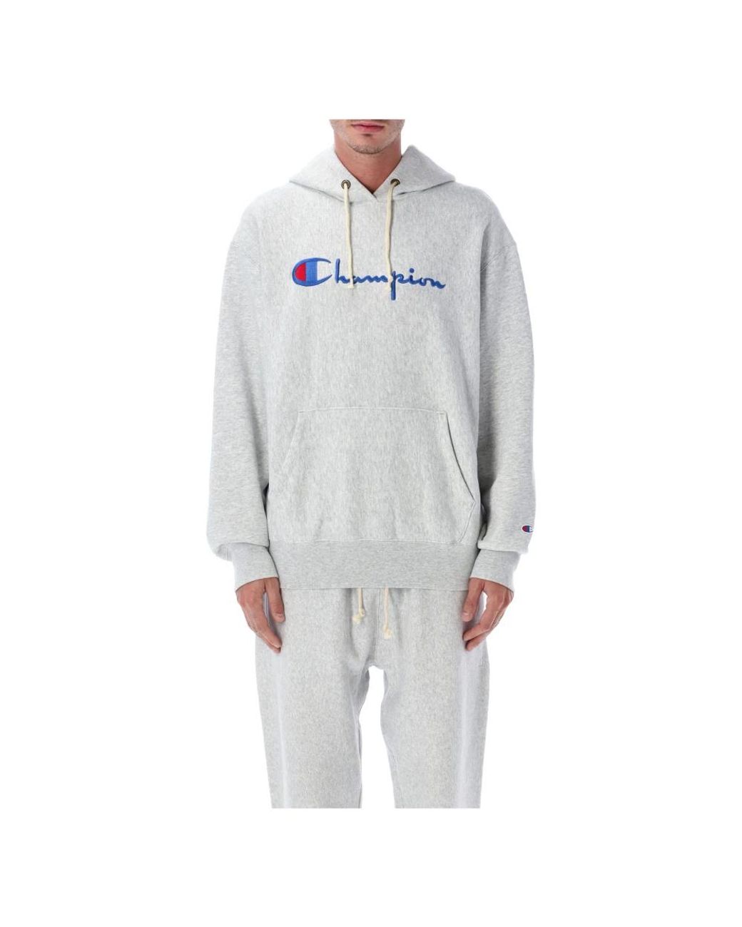 Champion Hoodies & Sweatvesten ,Grijs ,Geborduurde Logo Hoodie in het Gray voor heren