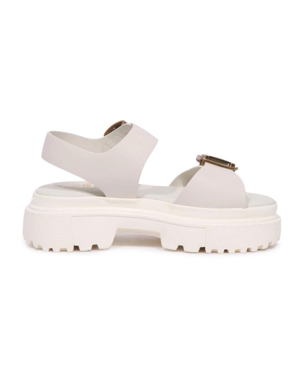 Hogan Schoenen ,Leer Vintage Effect Sandaal in het White