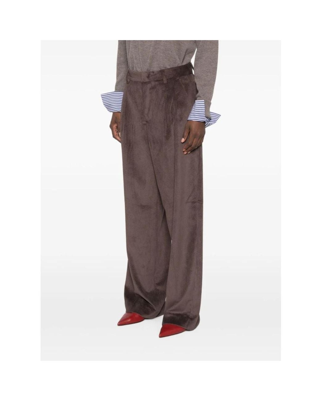 White Sand Brown Wide Trousers