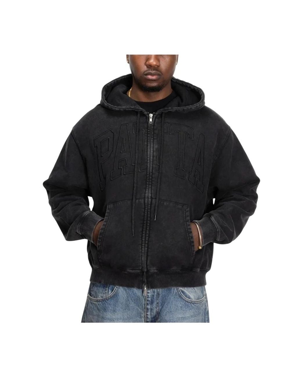 PATTA Black Zip-Throughs for men