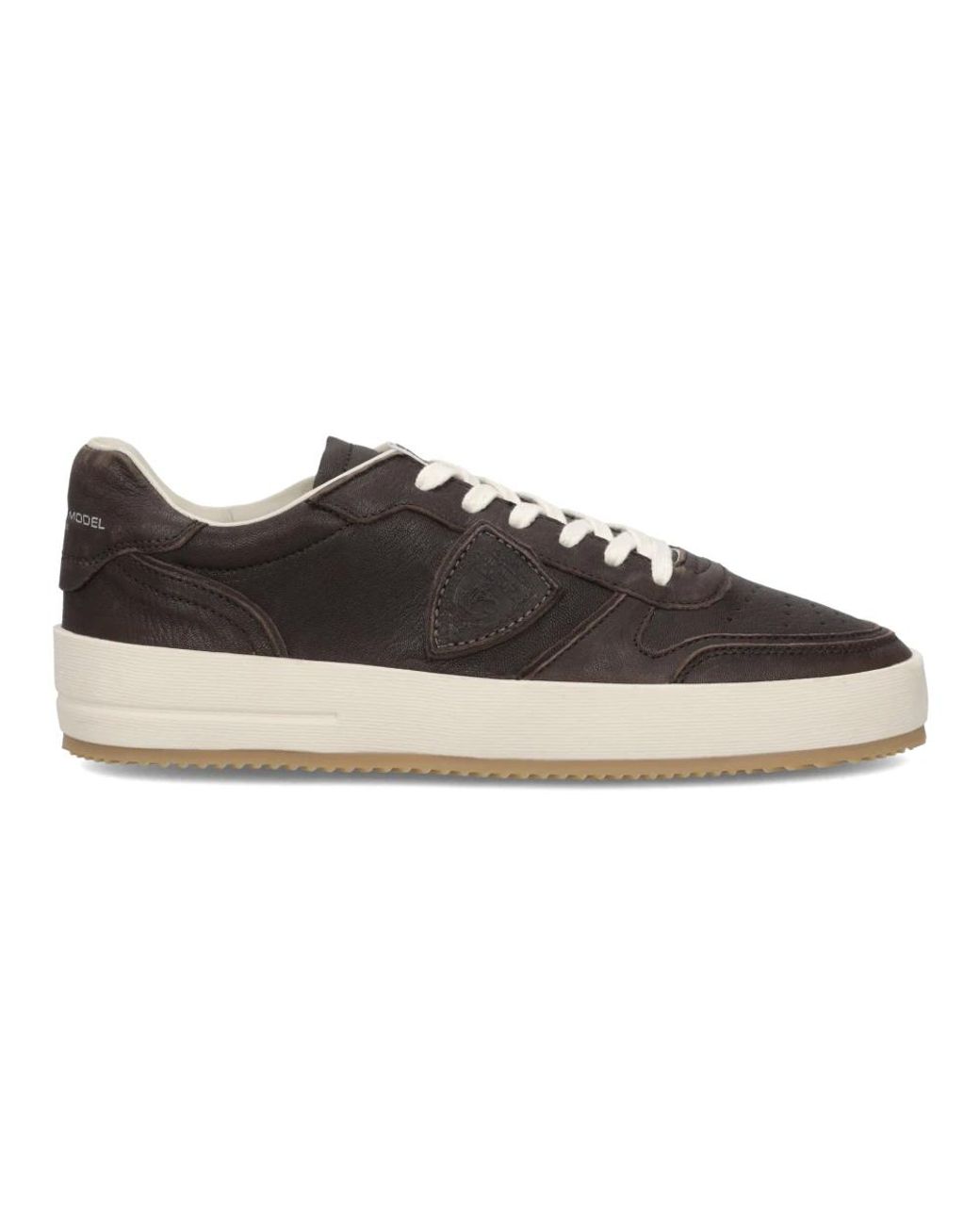 Philippe Model Black Leather Low-Top Sneakers for men