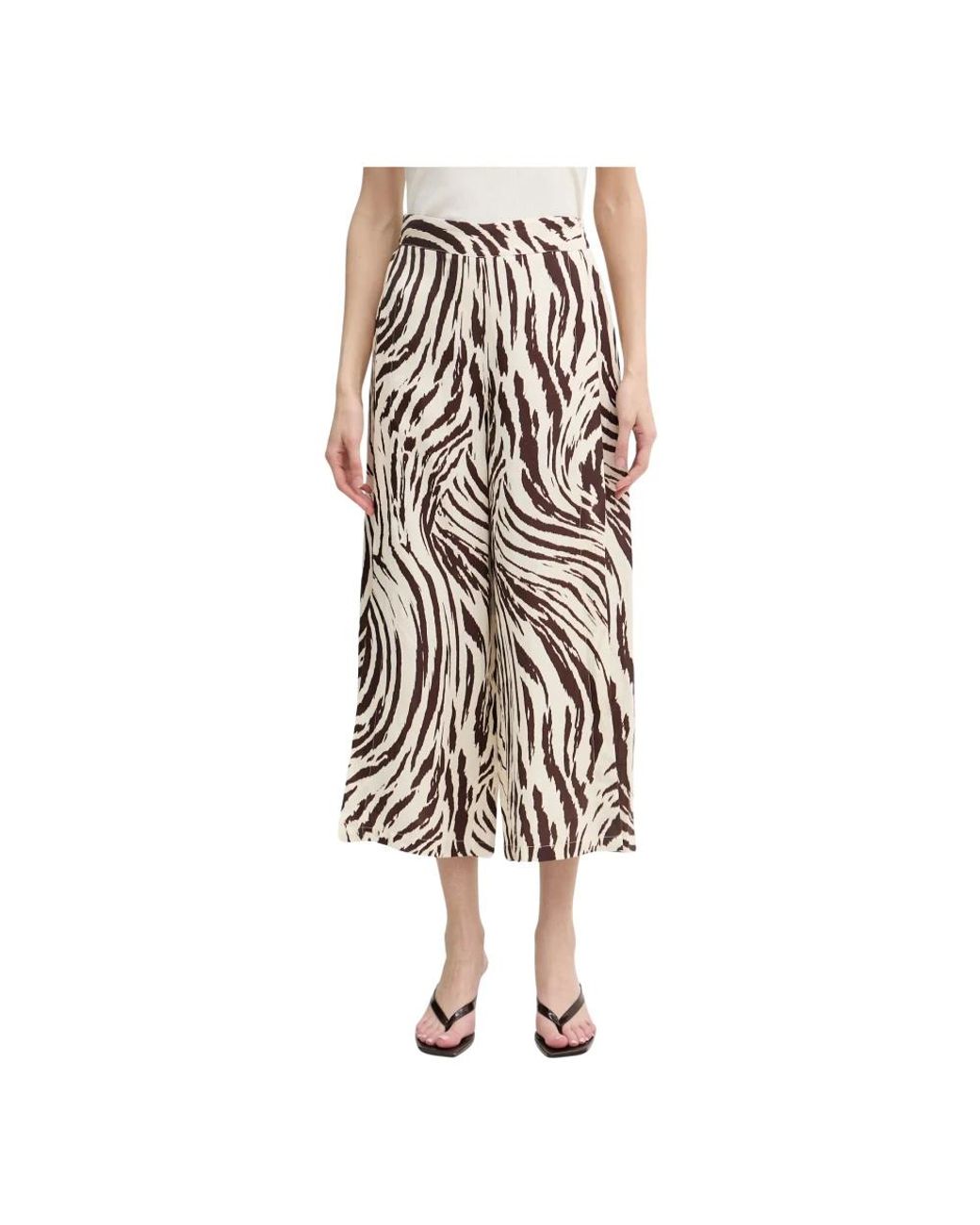 Joseph Ribkoff Linnen Blend Animal Print Culotte Broek in het Multicolor
