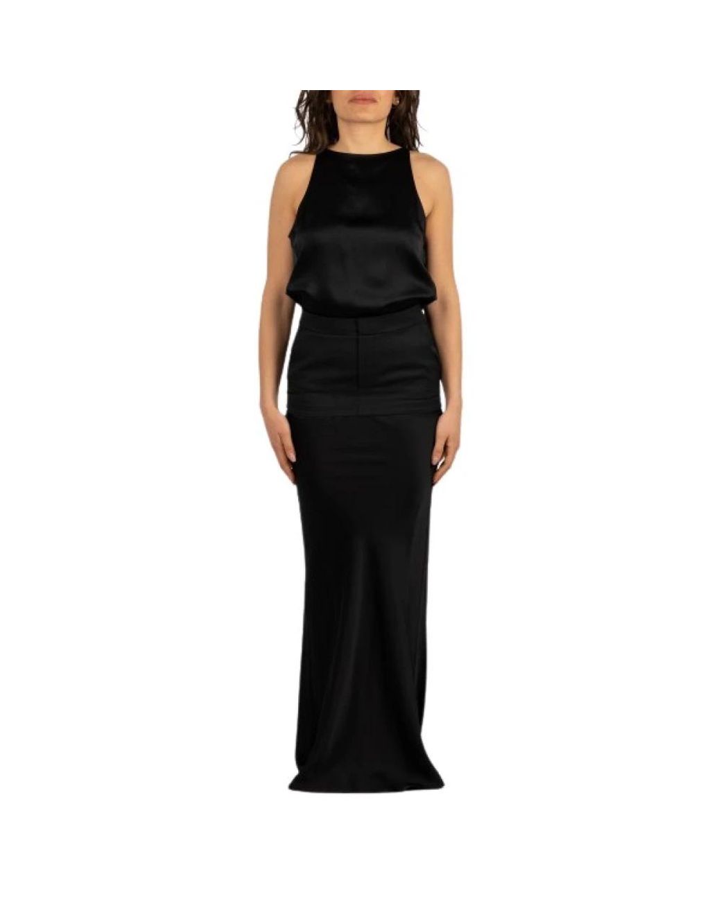 Dondup Lange Satin Jurk in het Black