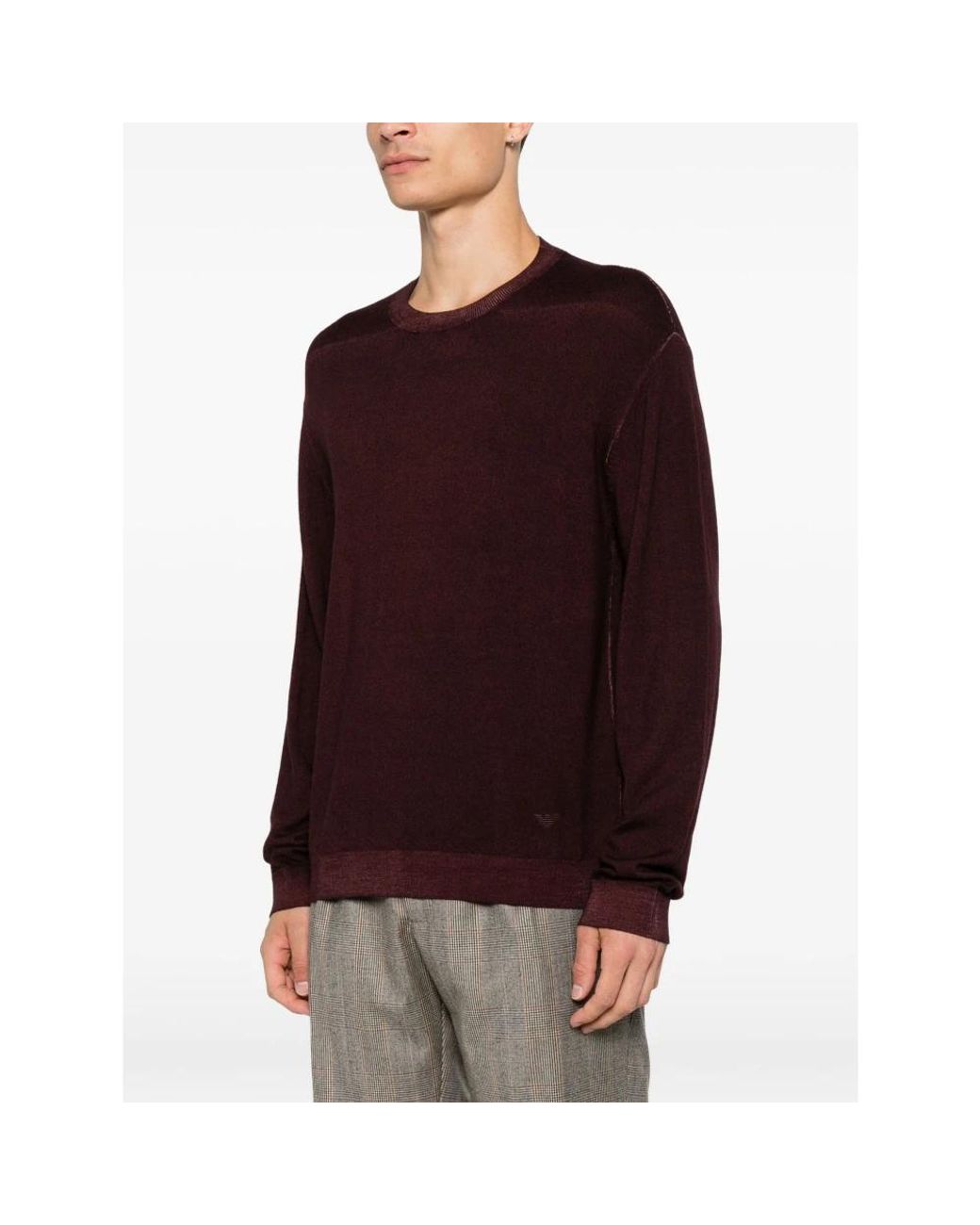 Emporio Armani Purple Crew-Neck Virgin-Wool Sweater for men