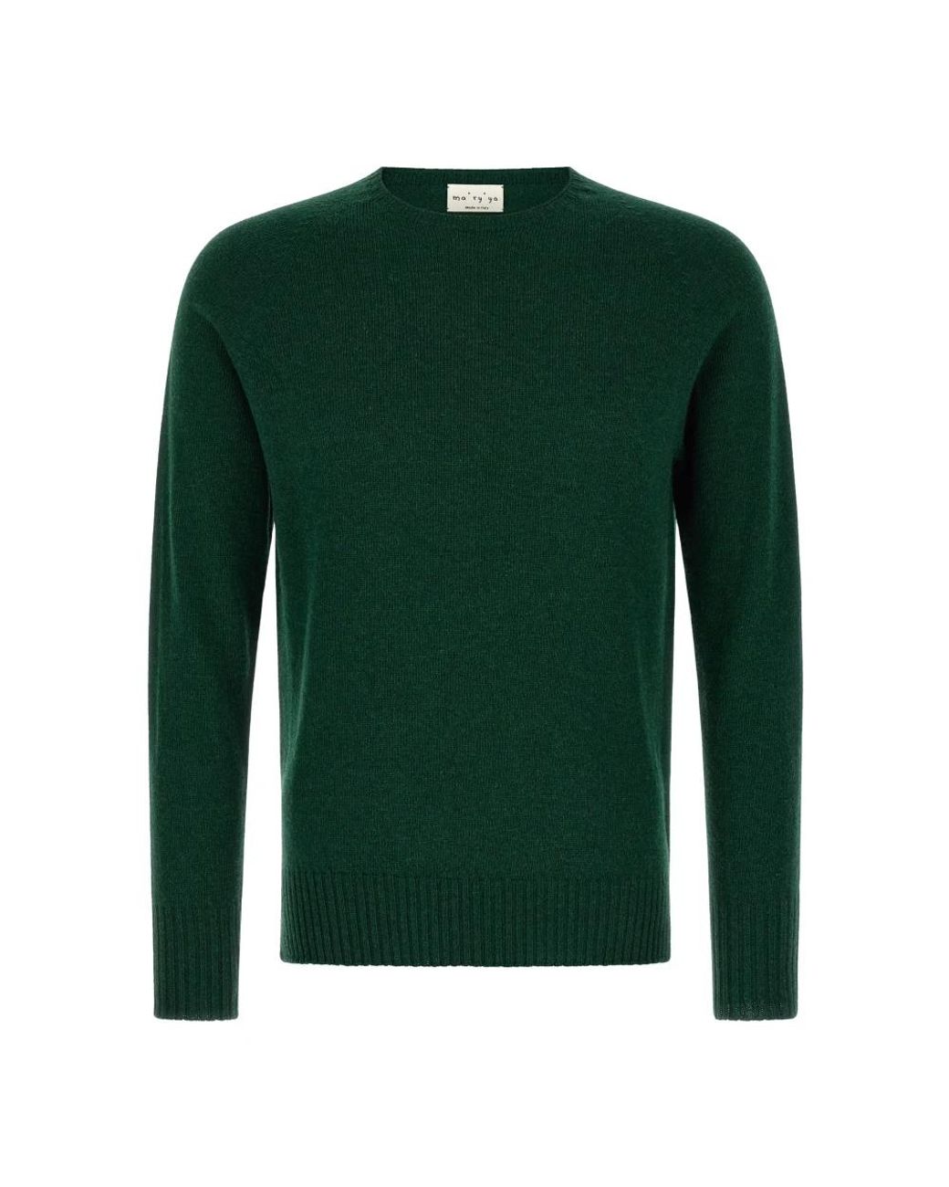Ma'ry'ya Green Round-Neck Knitwear for men