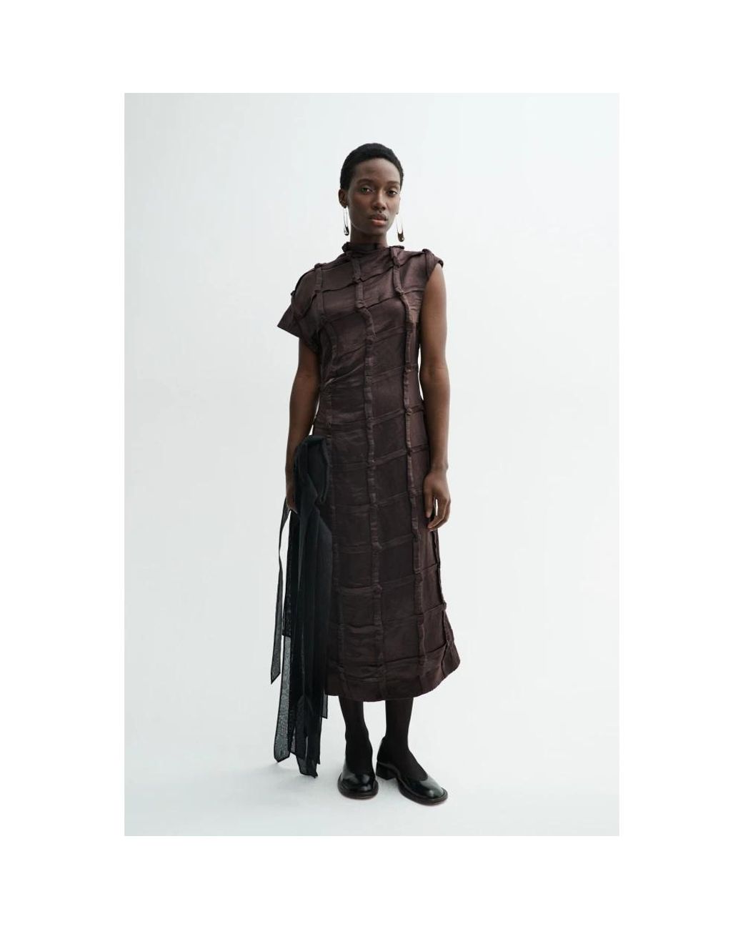 Mark Kenly Domino Tan Black Midi Dresses