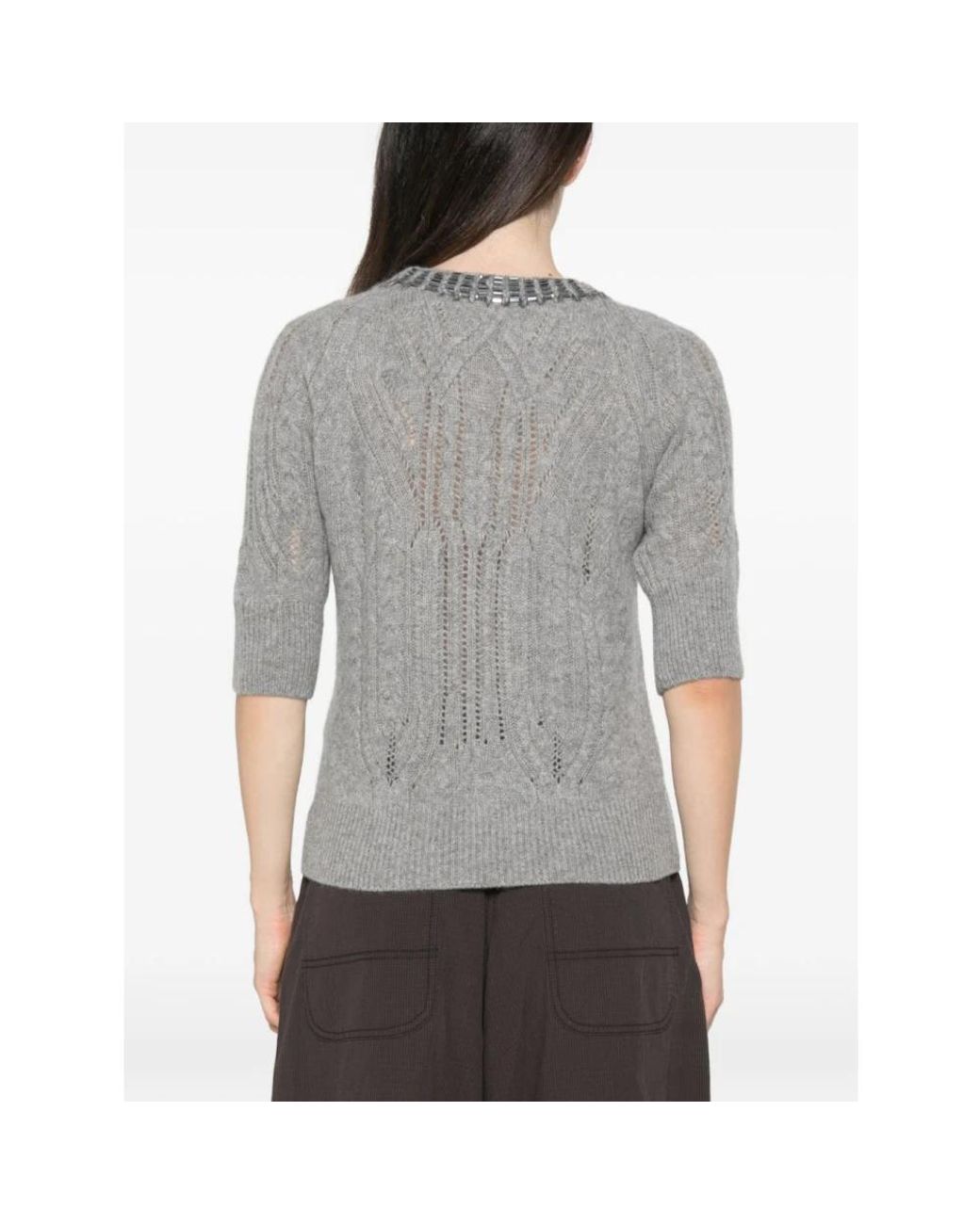 Ermanno Scervino Gray Round-Neck Knitwear