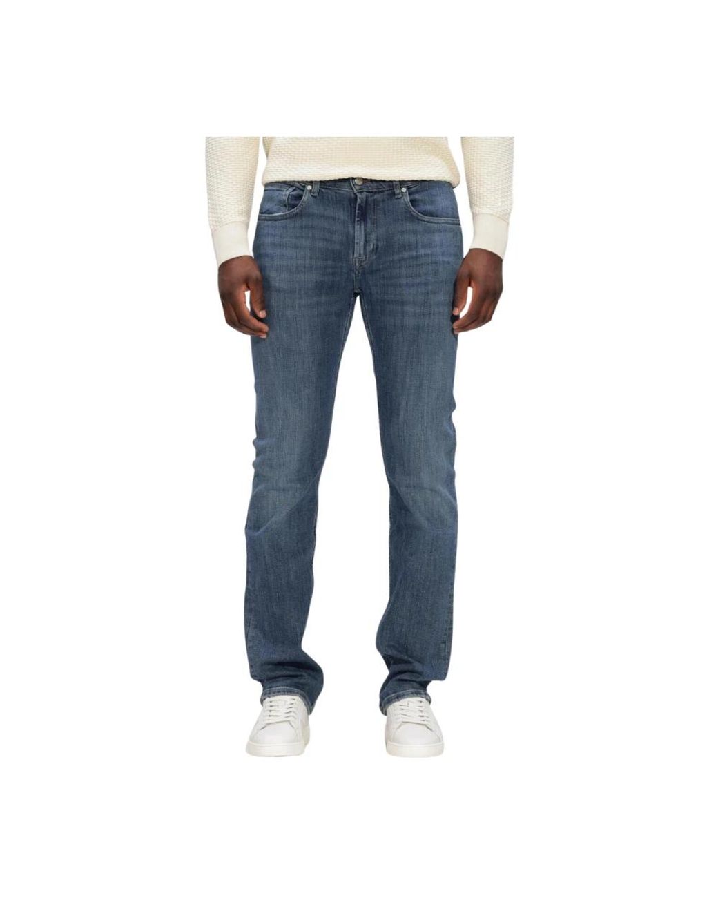 7 For All Mankind Blue Straight Jeans for men