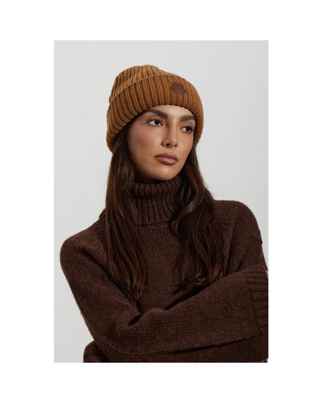 Moncler Brown Wollmütze Mit Logo
