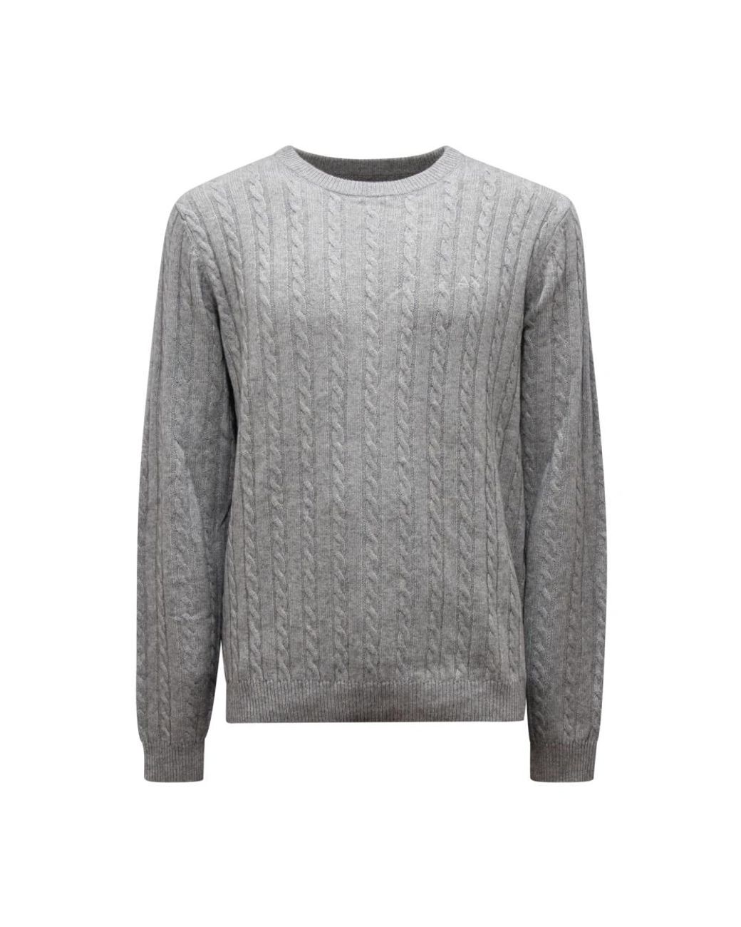 Sun 68 Truien & Vesten ,Grijs ,Wol Kabelgebreide Trui Met Ronde Hals in het Gray voor heren