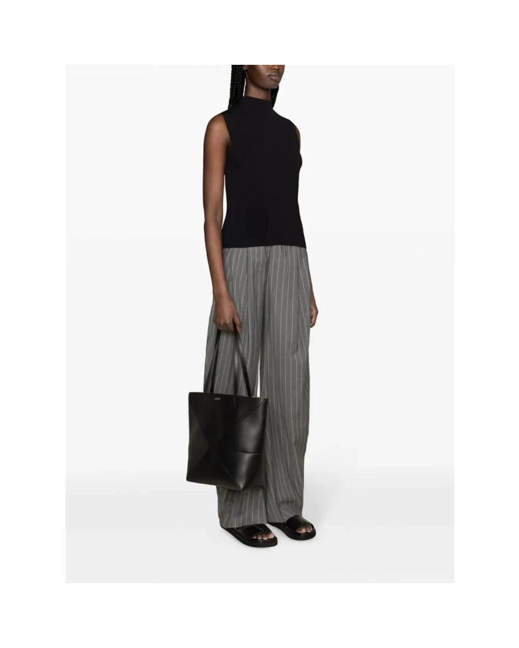 Plan C Black Sleeveless Tops