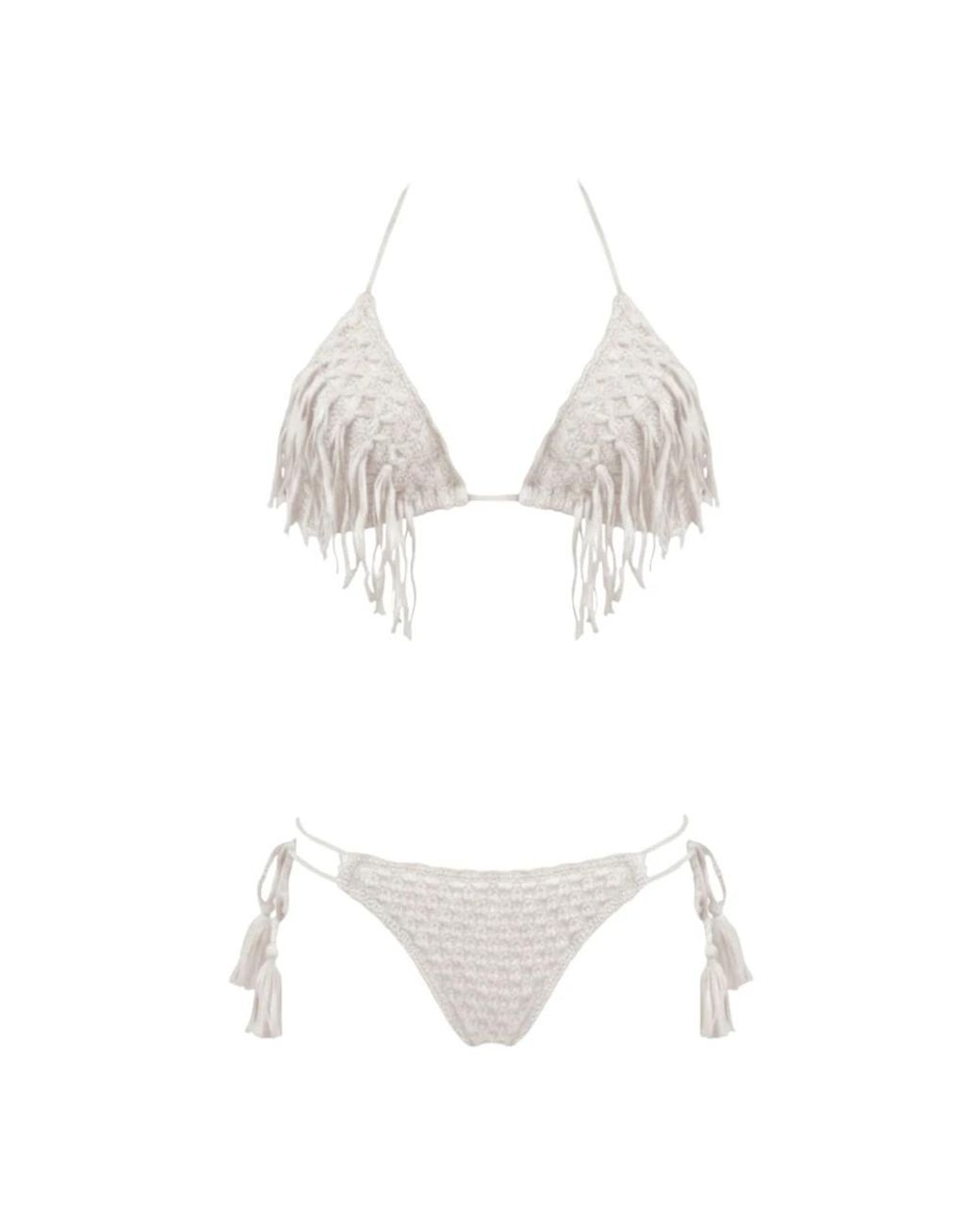Miss Bikini Badmode ,Wit ,Tweed Triangle Bikini Set in het White