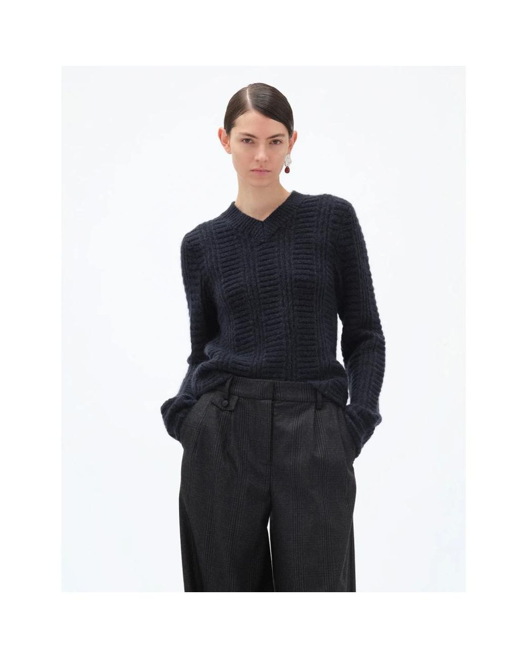 REMAIN Birger Christensen Blue V-Neck Knitwear