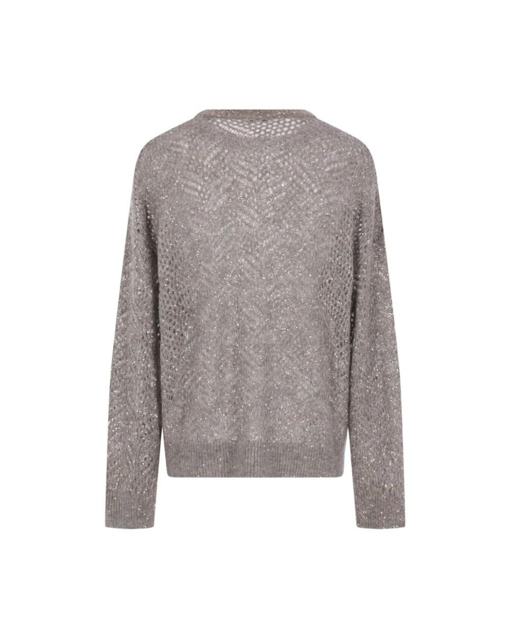 Brunello Cucinelli Gray Round-Neck Knitwear