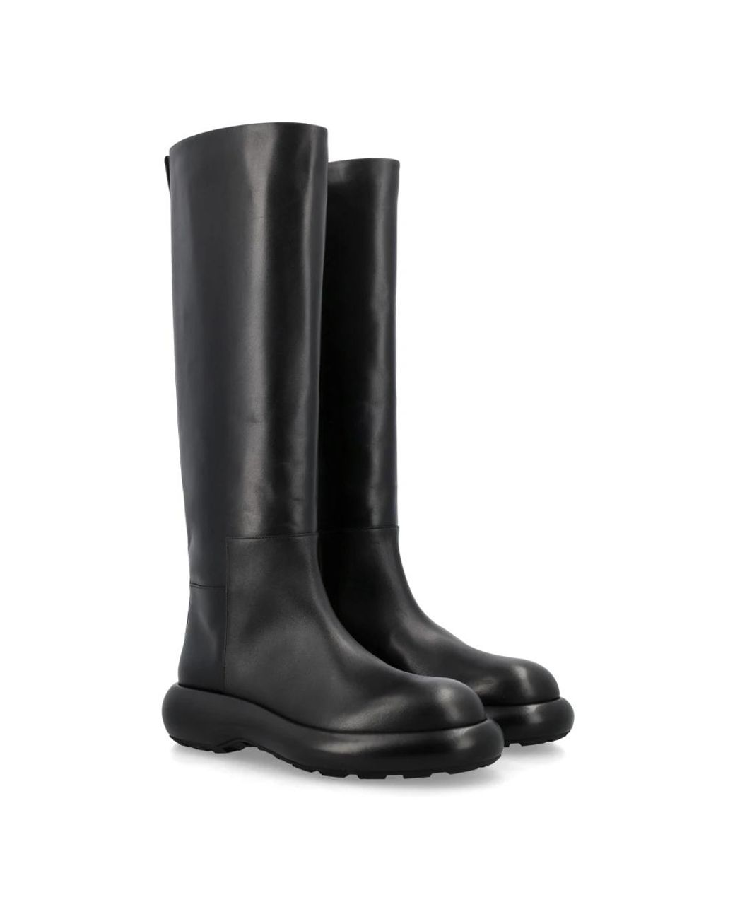 Jil Sander Black Full Grain Leather Knee High Boots
