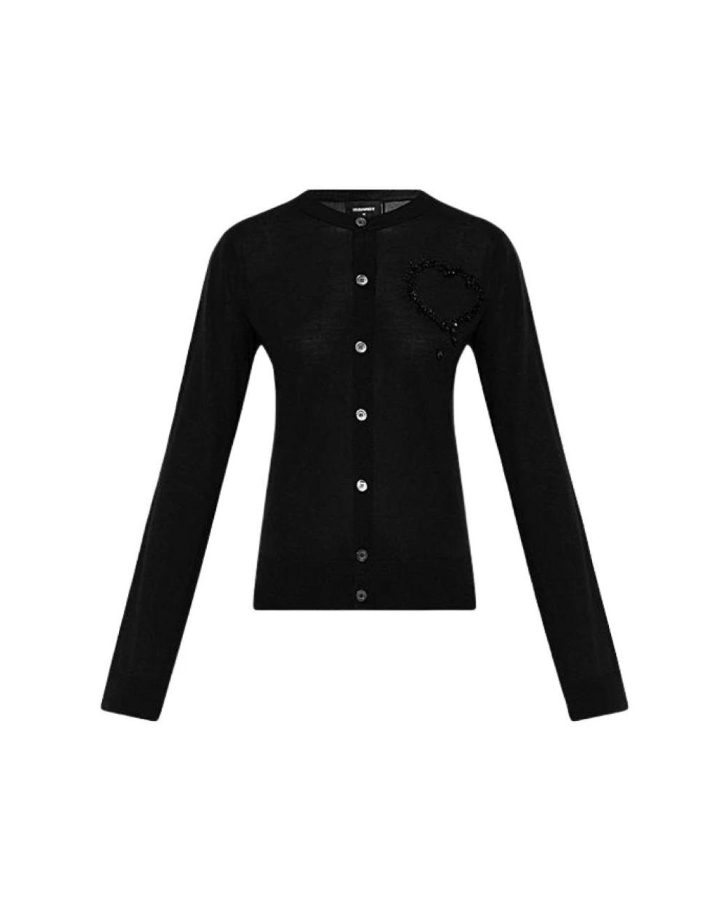 DSquared² Black Embellished Crewneck Cardigan