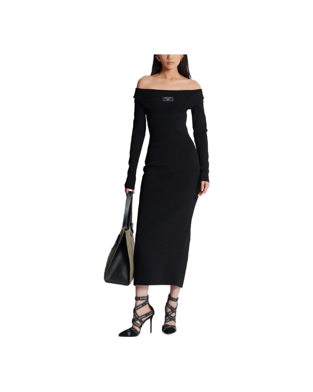 Balmain Black Knitted Dresses