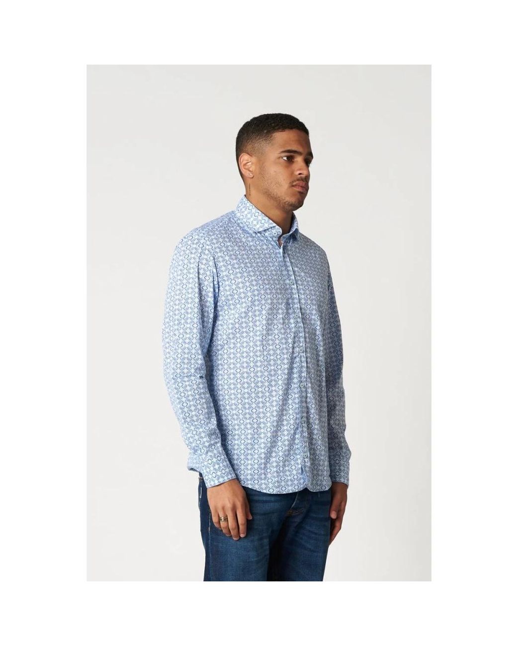 BASTONCINO Blue Casual Shirts for men