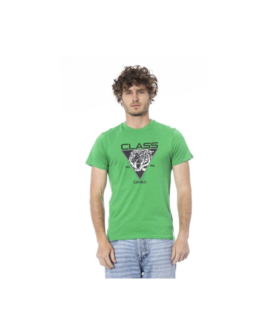 Roberto Cavalli Tops ,Groen ,Katoen Cotton T-Shirt in het Green voor heren