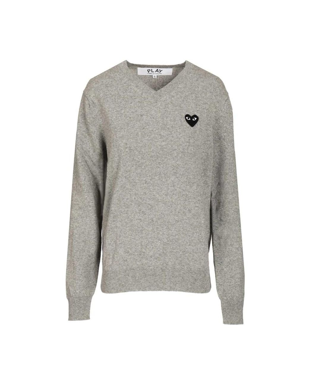 COMME DES GARÇONS PLAY Gray V-Neck Knitwear for men