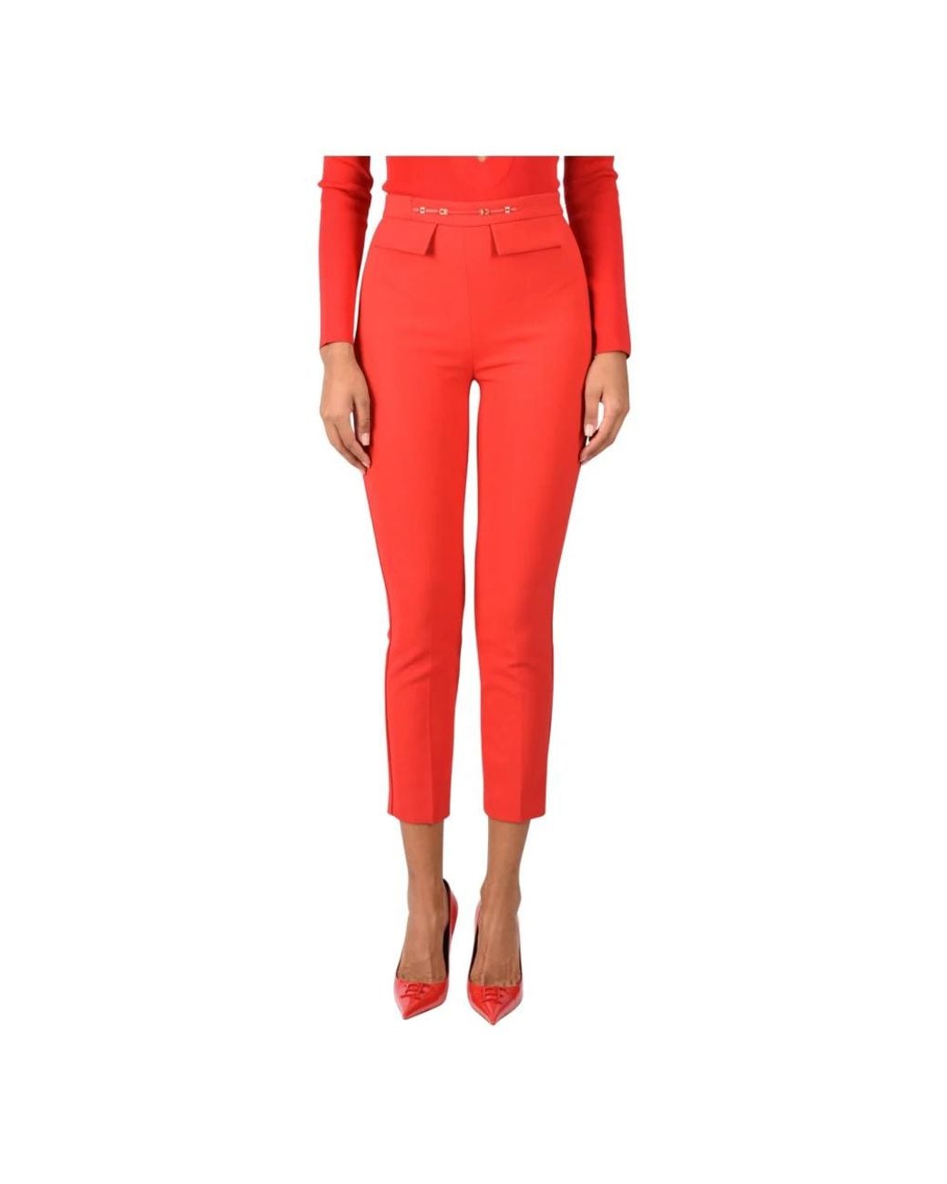 Elisabetta Franchi Red Cropped Trousers