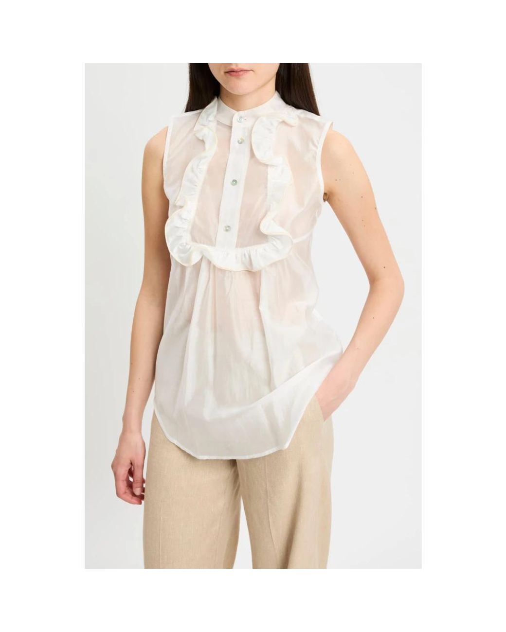 Dixie White Sleeveless Tops
