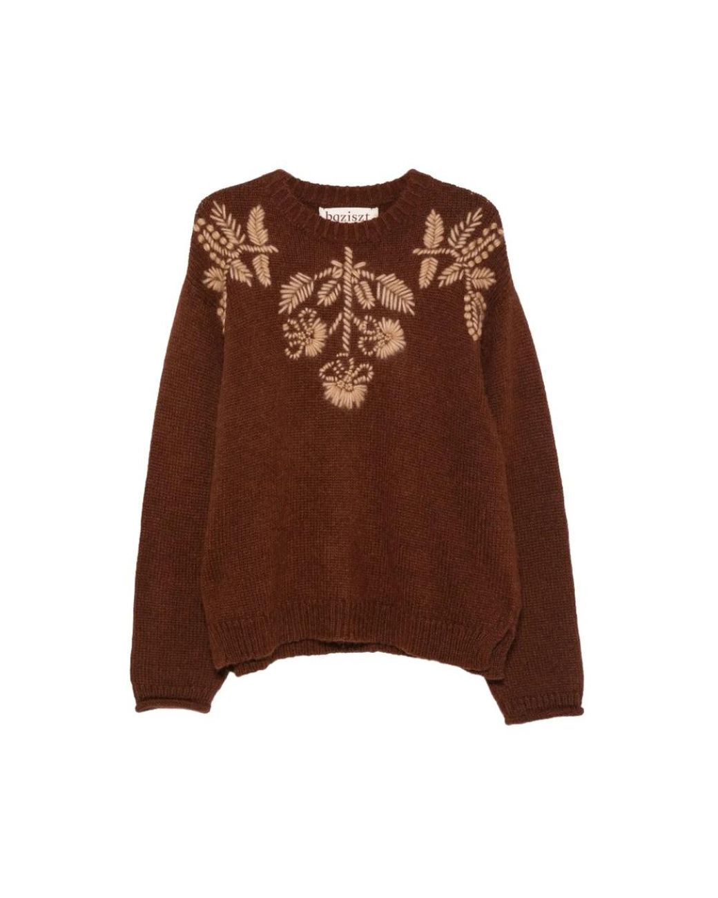 BAZISZT Brown Round-Neck Knitwear for men