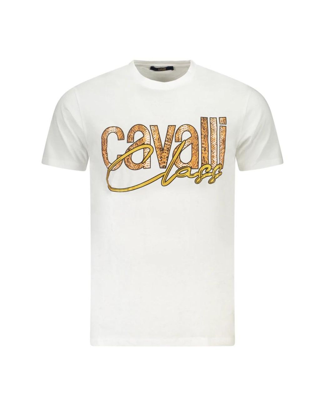 Roberto Cavalli Tops ,Wit ,Katoen T-Shirt Met Korte Mouwen in het White voor heren