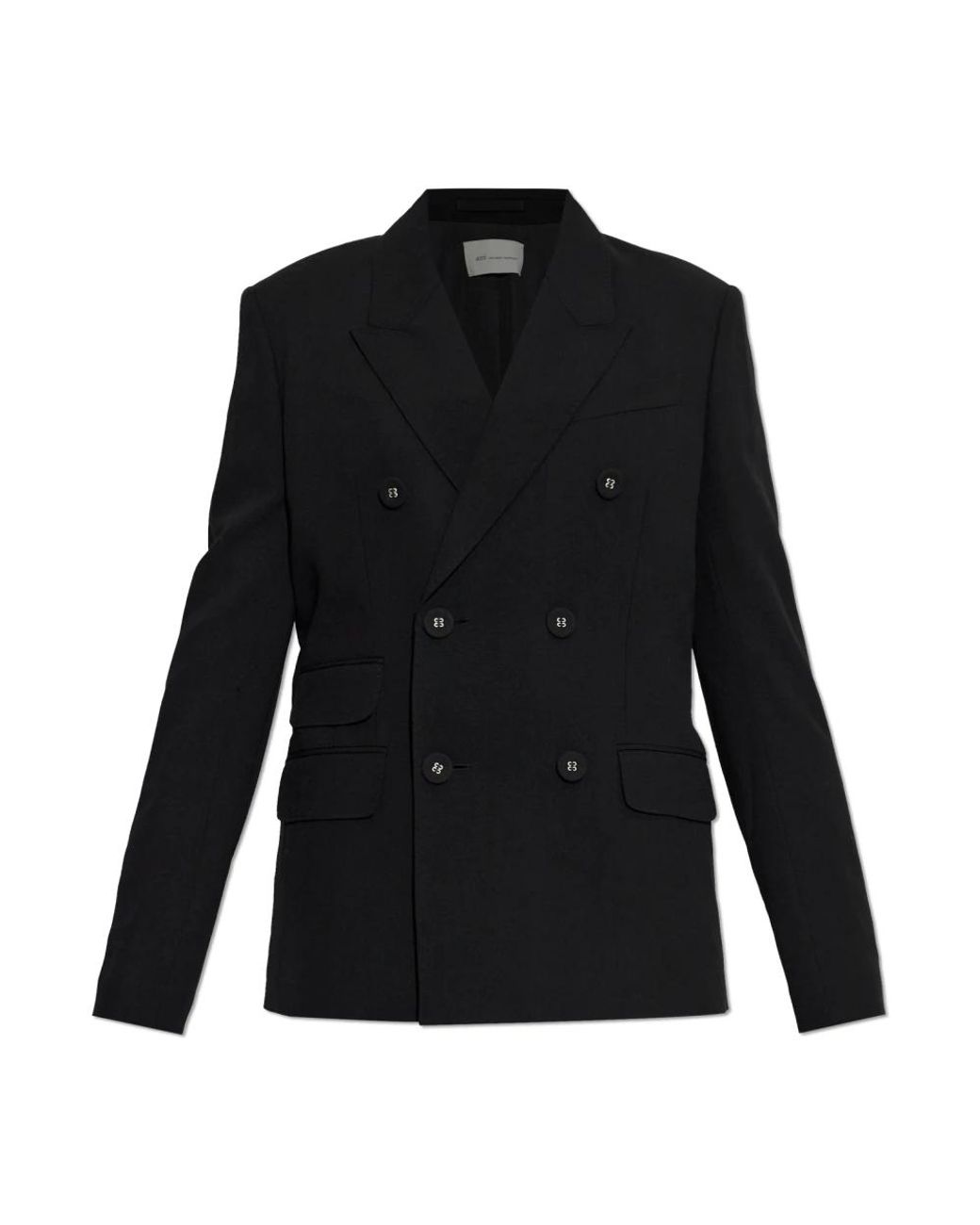 AMI Wol Blazer Met Open Revers in het Black