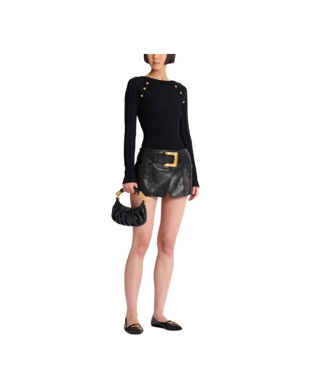 Leather Skirts Balmain de color Gray