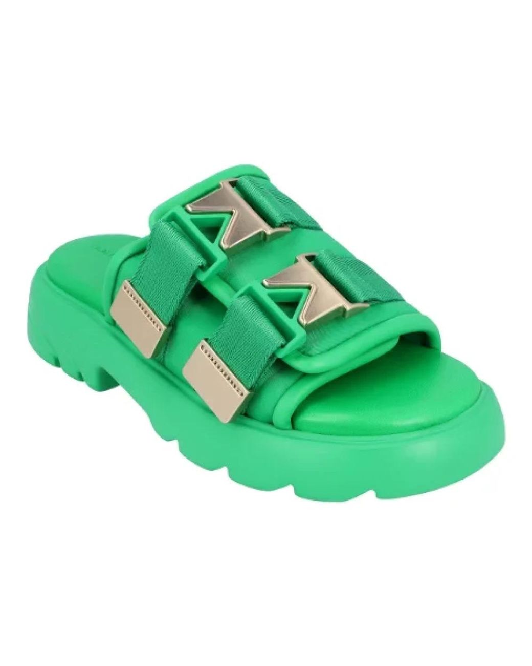 Bottega Veneta Green Sliders