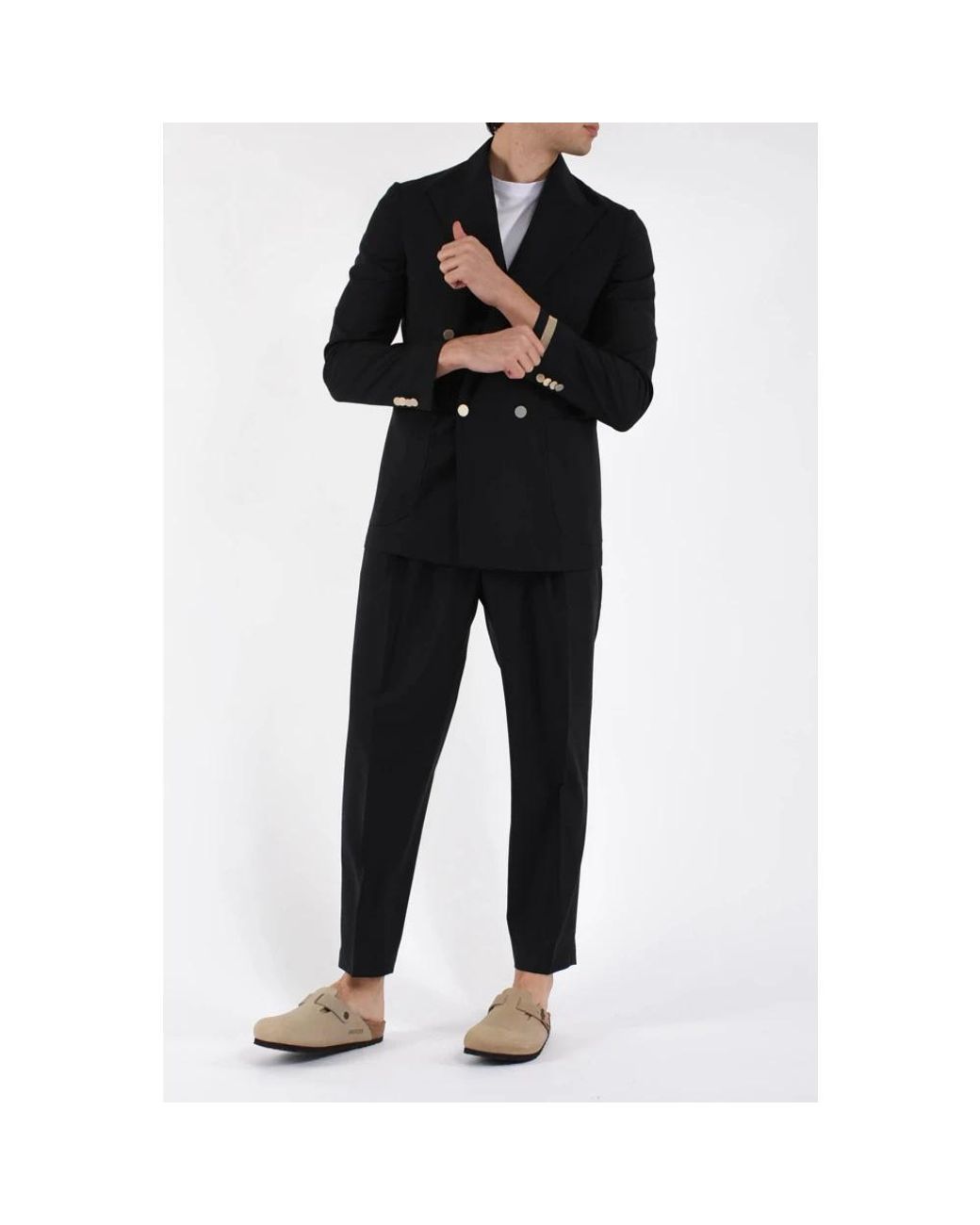 BRIGLIA Black Double Breasted Suits for men