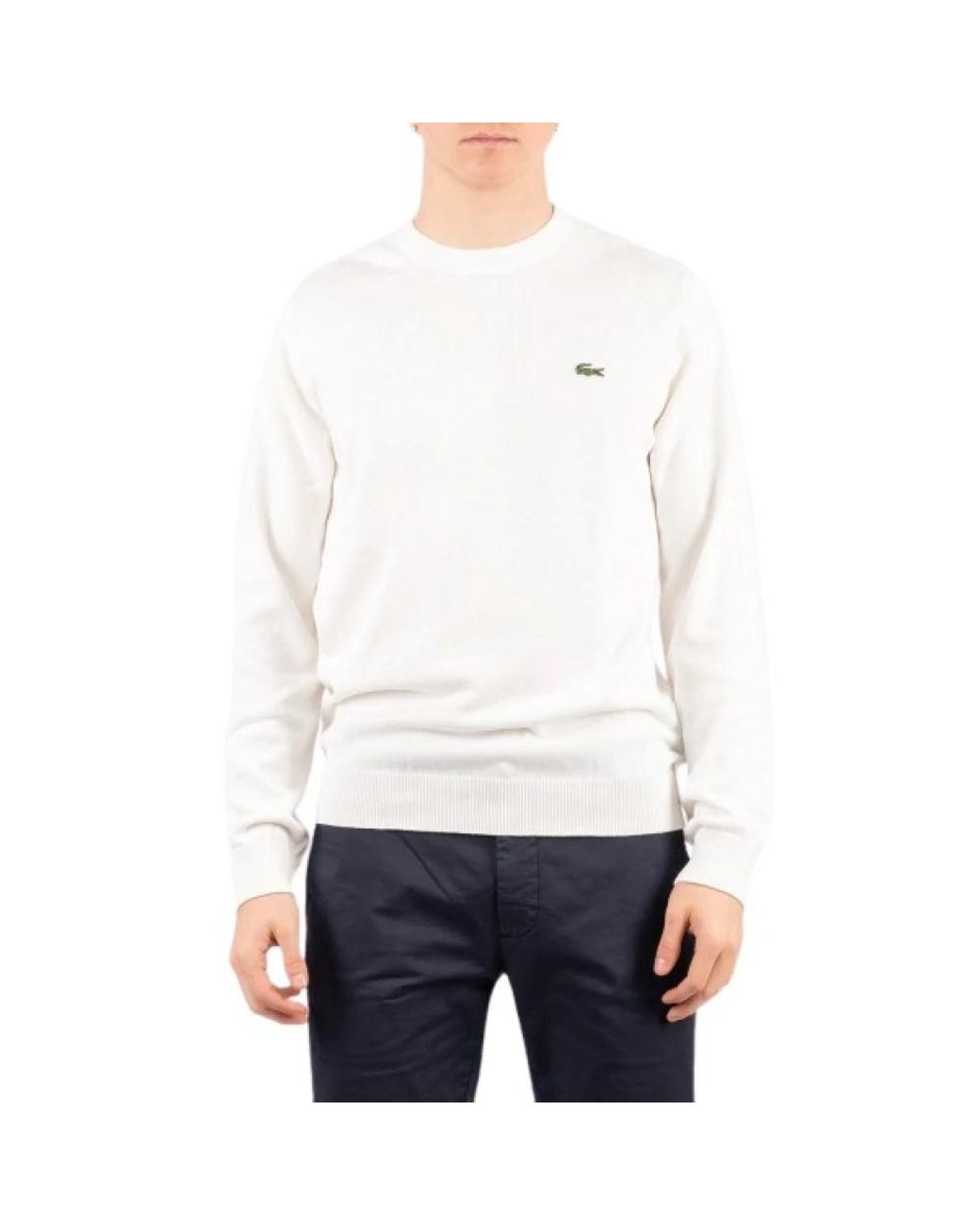 Lacoste White Round-Neck Knitwear for men