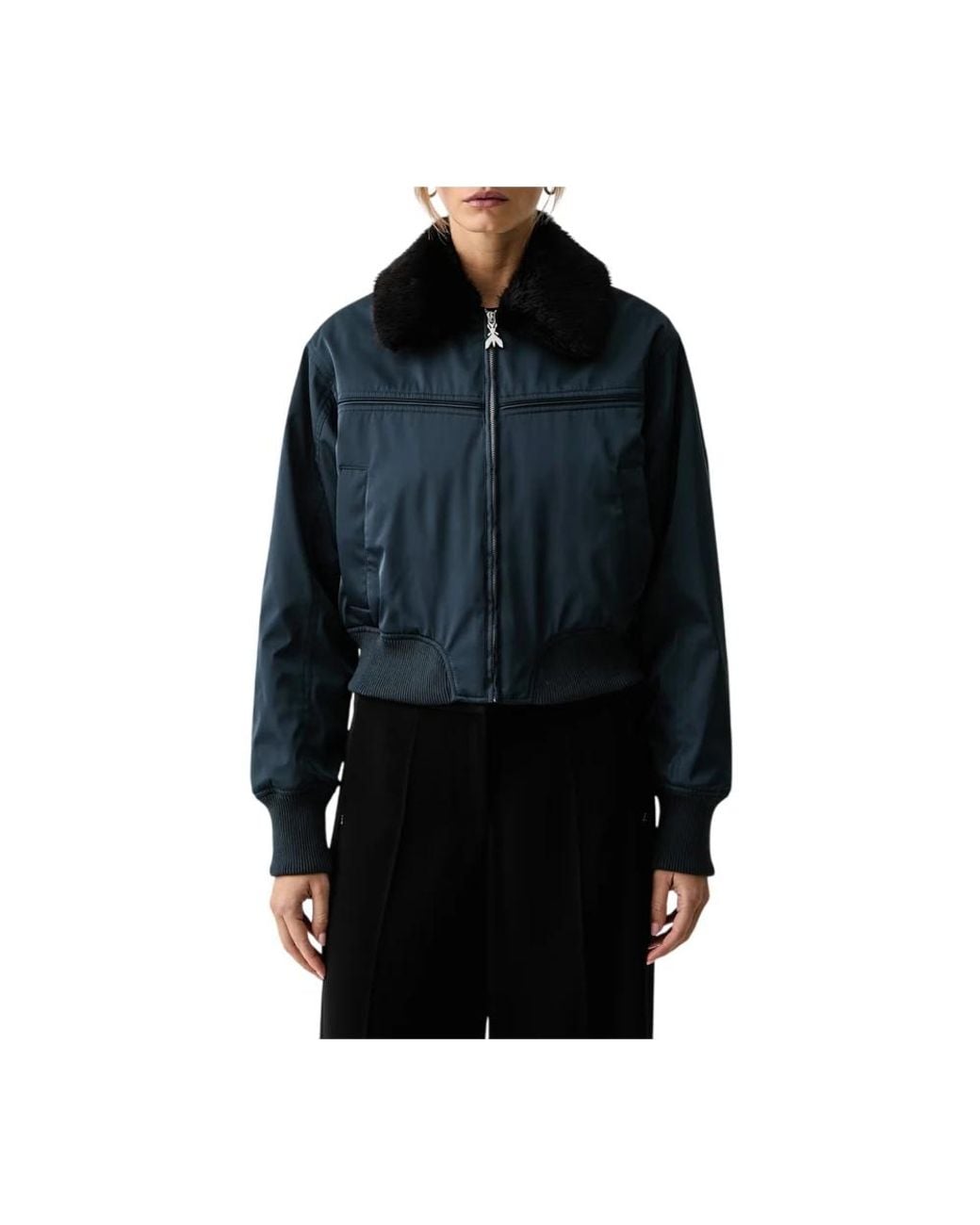 Patrizia Pepe Blue Bomber Jackets