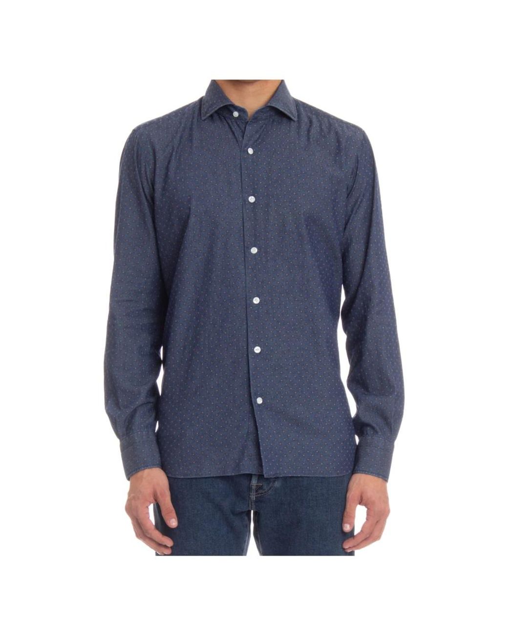Barba Napoli Blue Casual Shirts for men