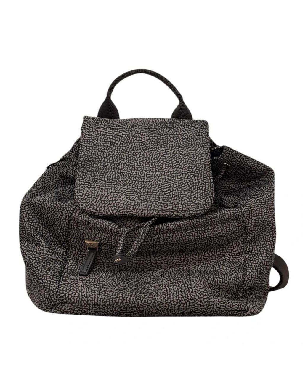 Borbonese Black Mittelgroßer Rucksack Mit Klappe