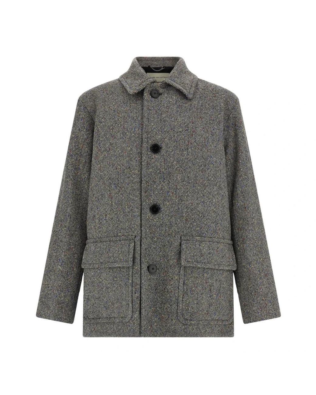 Dries Van Noten Gray Single-Breasted Coats for men