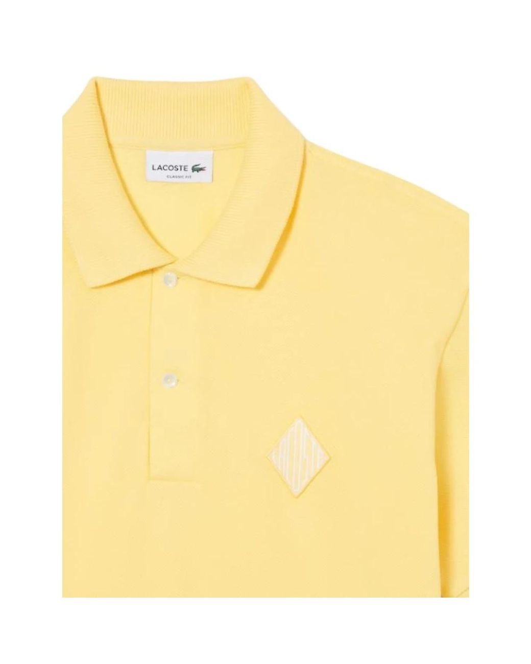 Lacoste Classic Fit Badge Accent Piqué Polo in Yellow für Herren