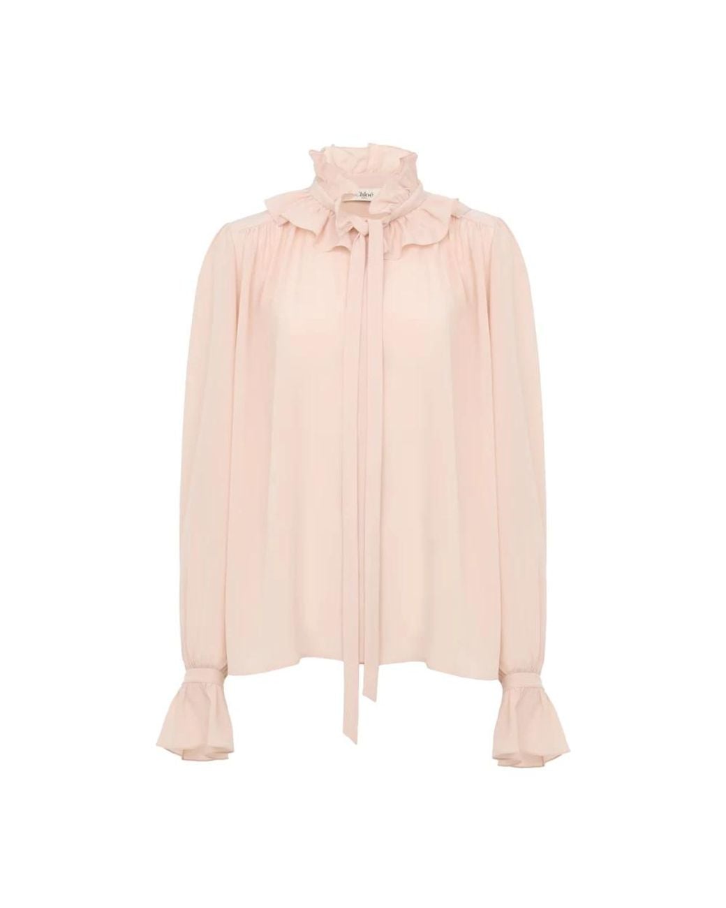 Chloé Pink Gerüschte Bluse Mit Bindeband