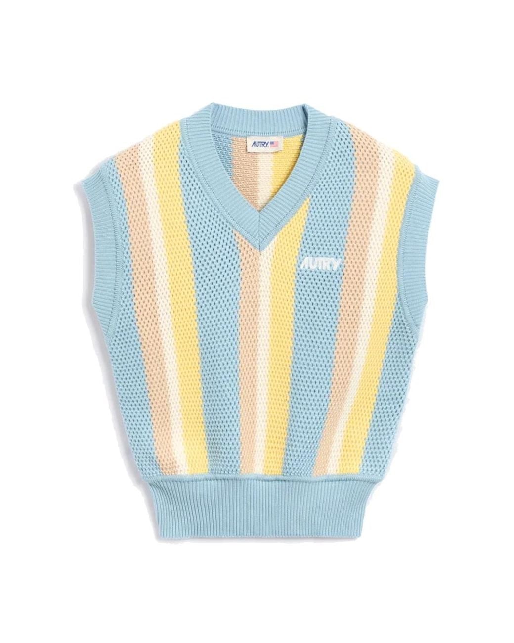 Autry Blue V-Neck Knitwear