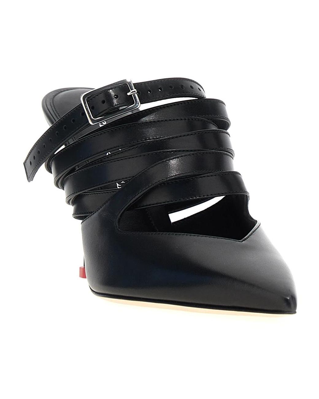 McQueen Black Heeled Mules