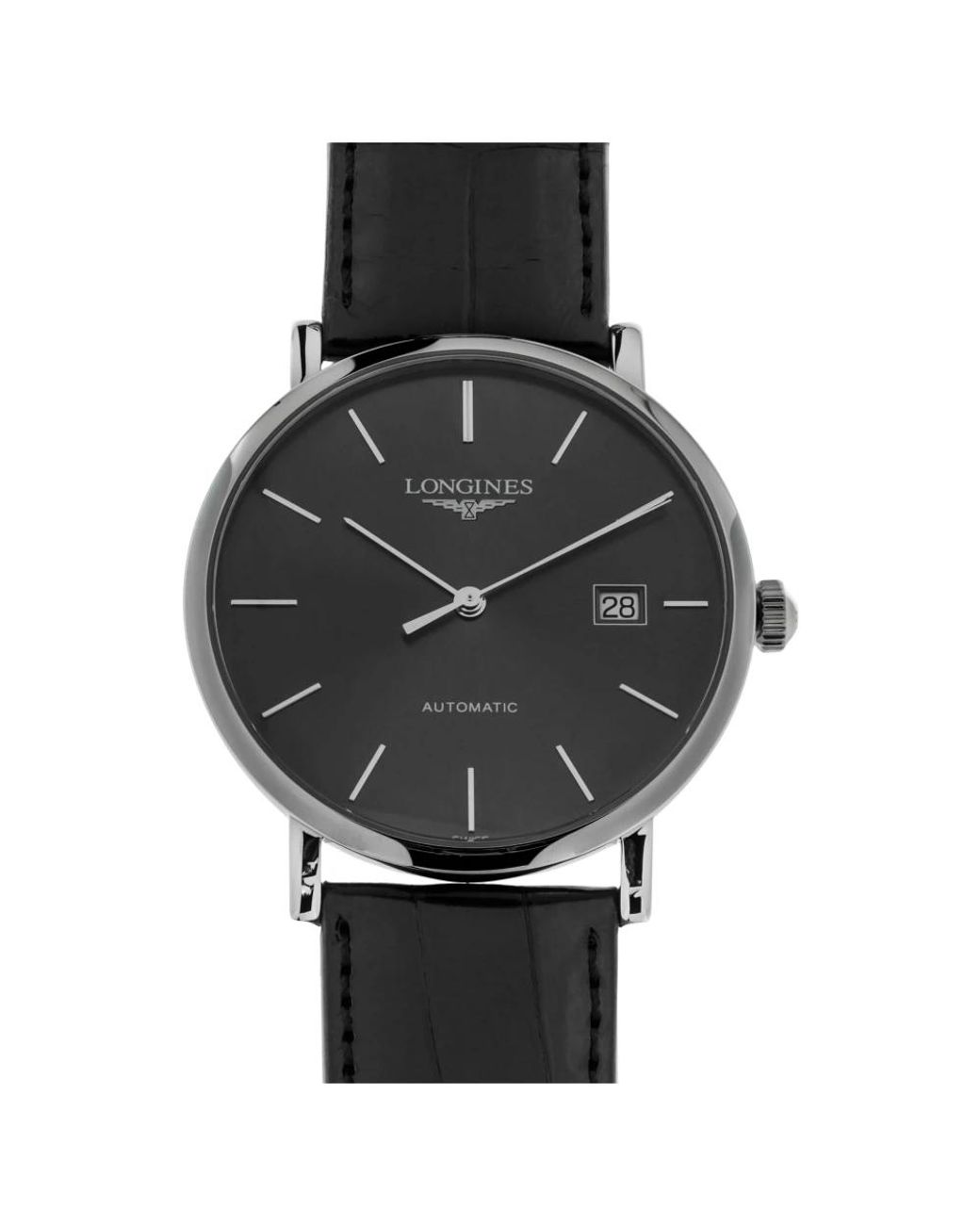Longines Accessoires ,Grijs ,Leer Elegant Collection Automatic 39 Mm in het Black