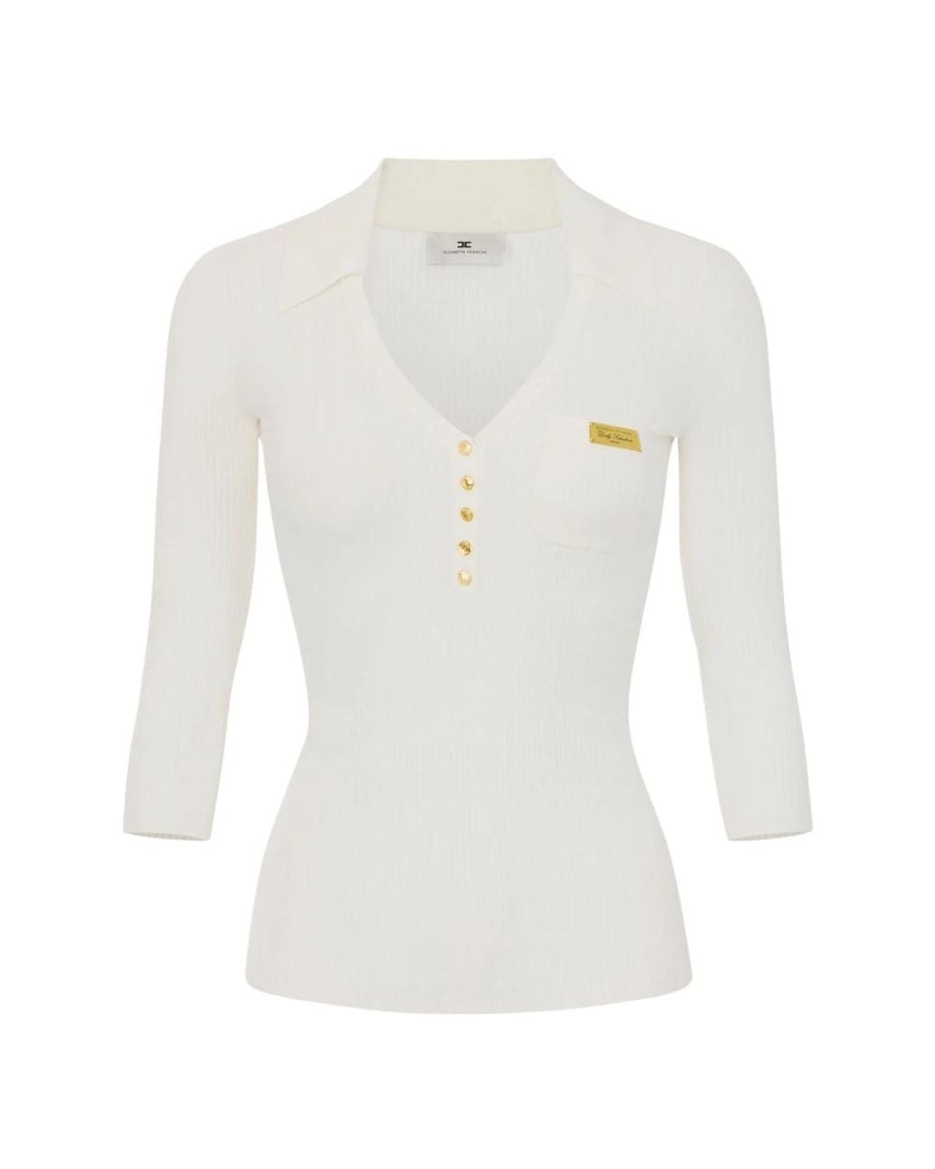 Elisabetta Franchi White V-Neck Knitwear