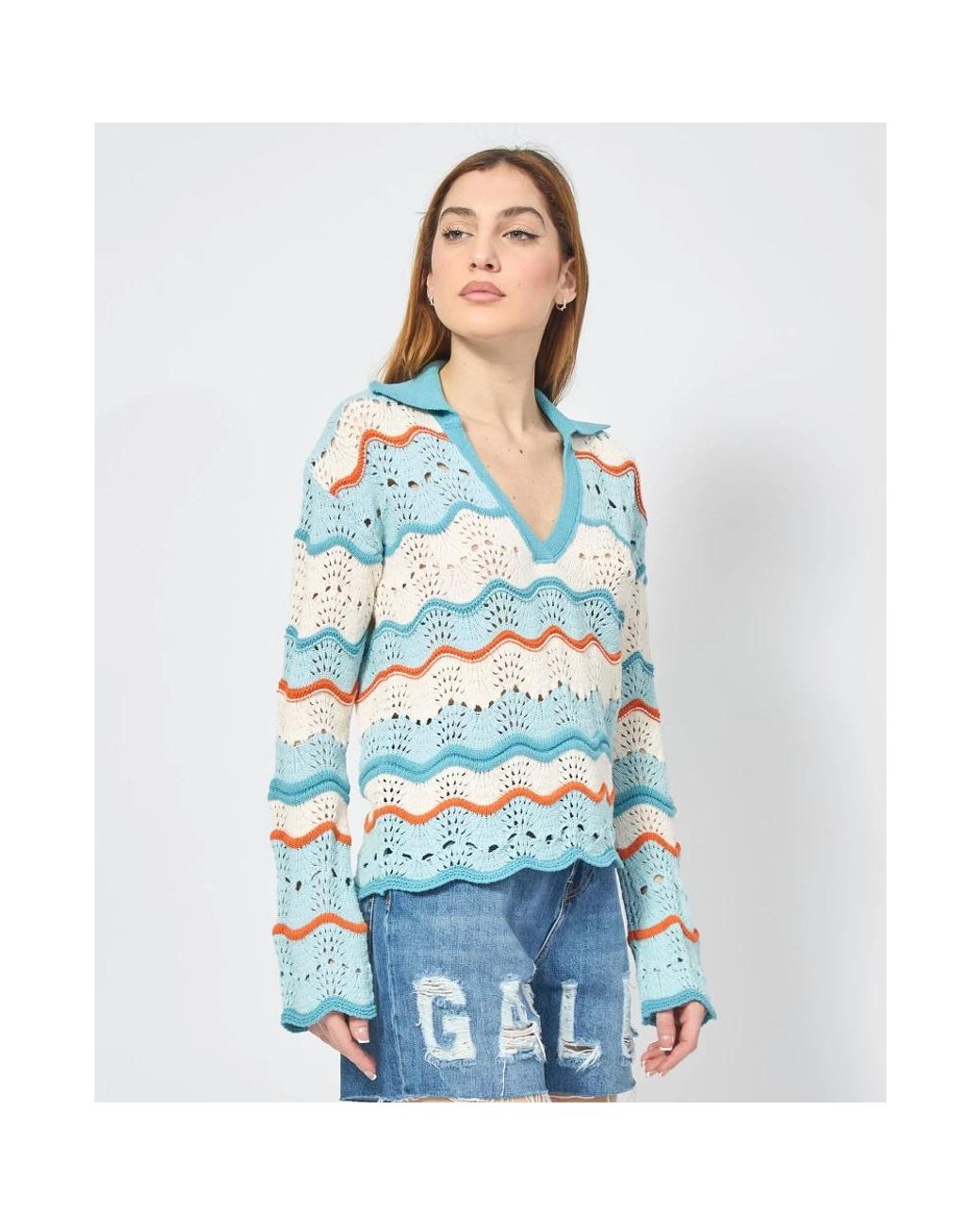 Boss Blue V-Neck Knitwear