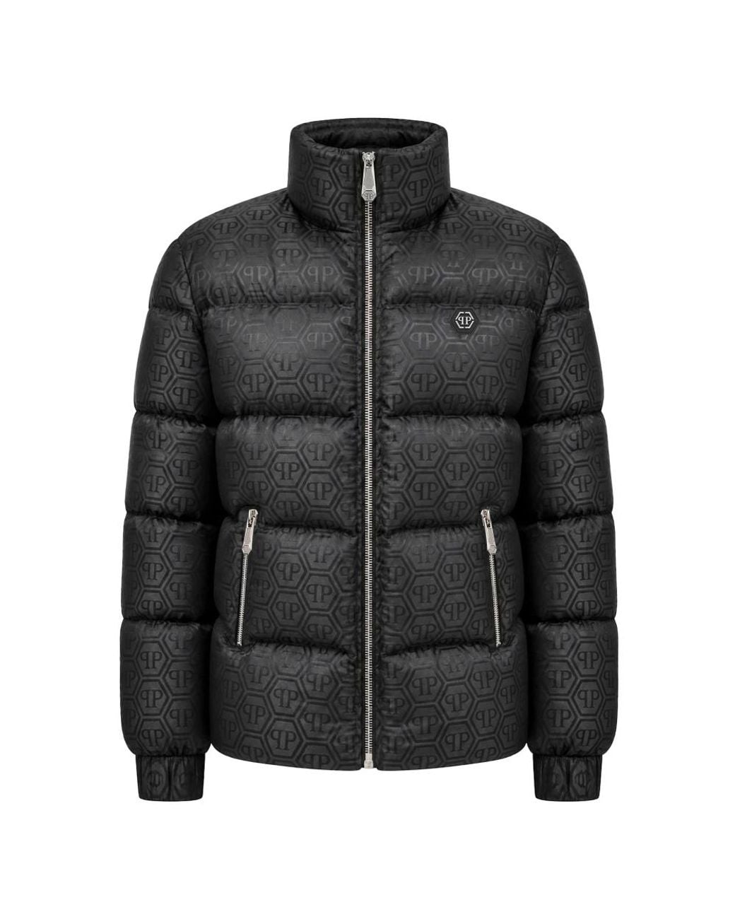 Philipp Plein Monogram Donsjack in het Black voor heren