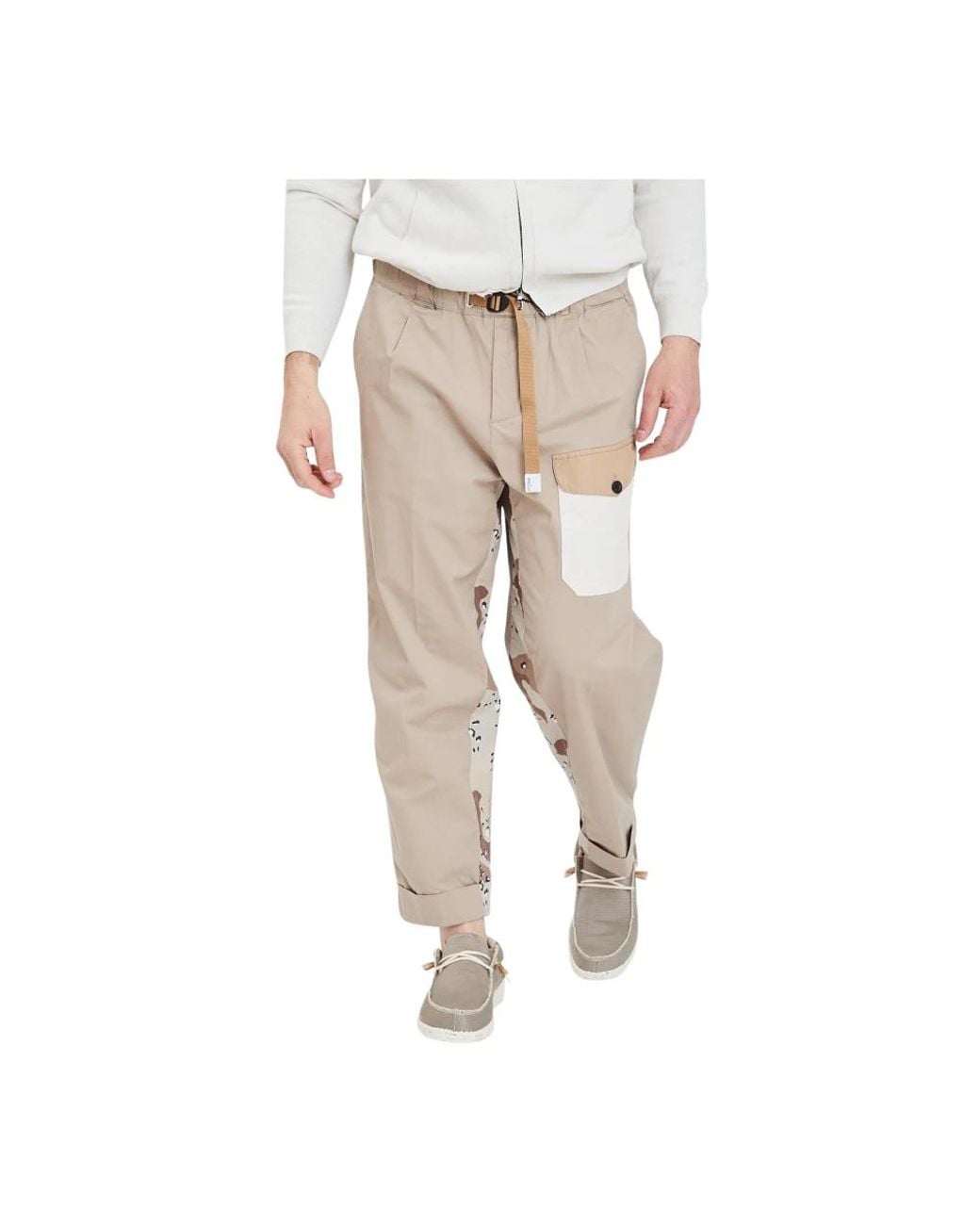 White Sand Natural Straight Trousers for men