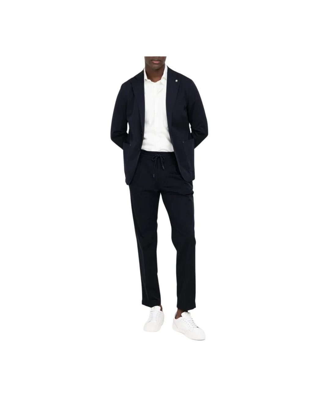 Manuel Ritz Blue Cropped Trousers for men